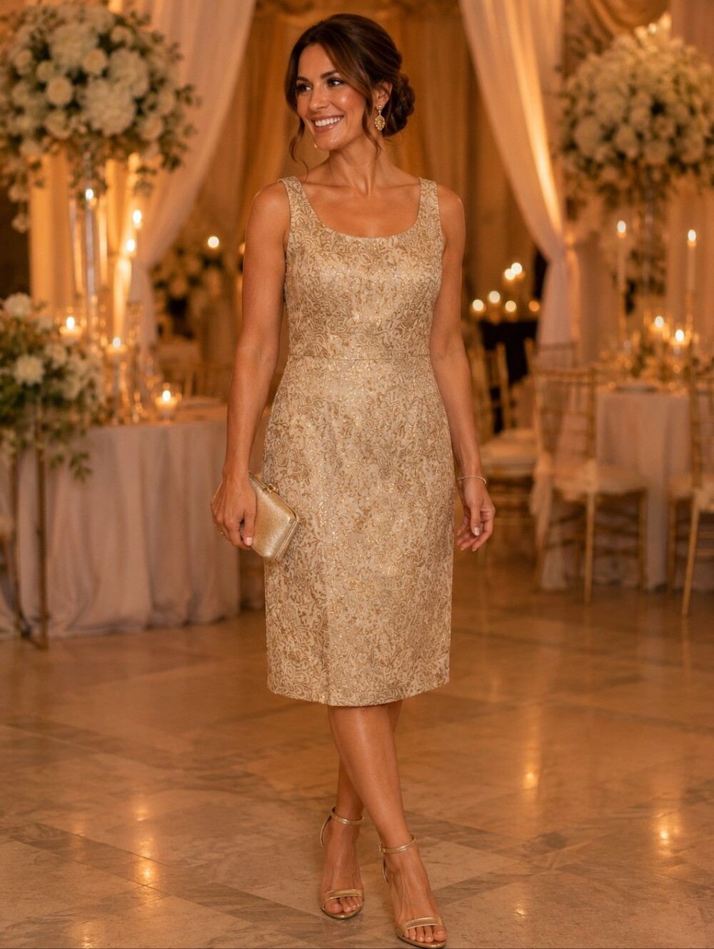 Brocade Designer Gold Dress